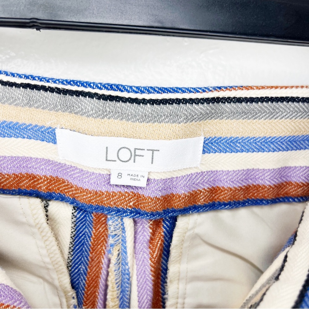 LOFT Women's Size 8 Striped Bermuda The Riviera Short Cotton / Linen - Picture 7 of 9